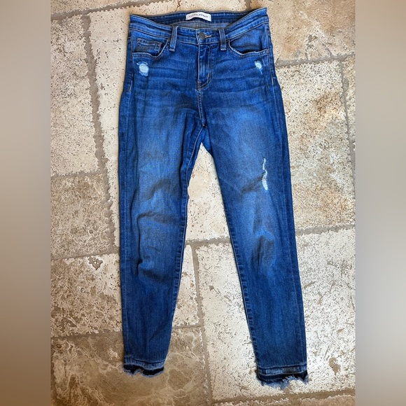 Flying Monkey Womens Blue Distressed Raw Hem Denim Skinny Jeans Capri Pants 26 - Picture 1 of 8